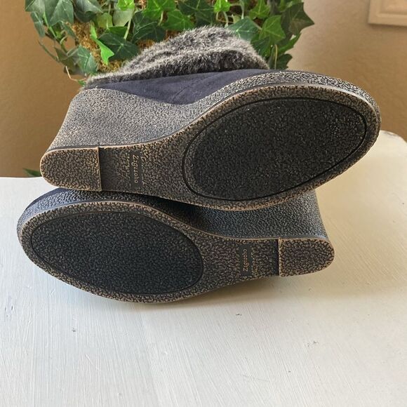 Zigi Soho Gabriel Faux Fur Fold Over Black Suede Wedge Ankle Boots Size 7.5 New - Picture 14 of 15
